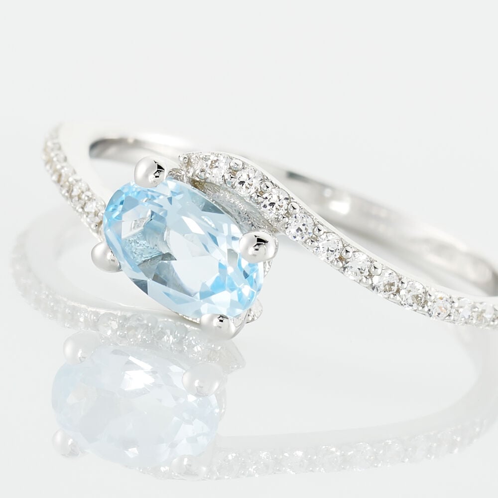 Bague Loriane Or Blanc Topaze Et Oxyde De Zirconium - Bagues pierres fines Femme | Marc Orian