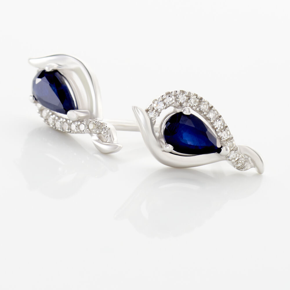 Boucles D'oreilles Puces Angelika Or Blanc Saphir Et Diamant - Puces Femme | Marc Orian