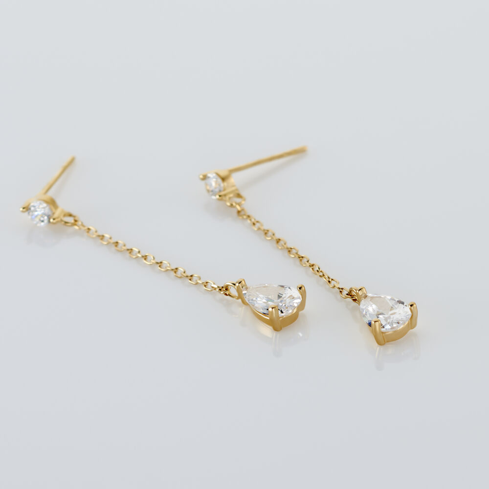 Boucles D'oreilles Pendantes Regane Or Jaune Oxyde De Zirconium - Pendantes Femme | Marc Orian