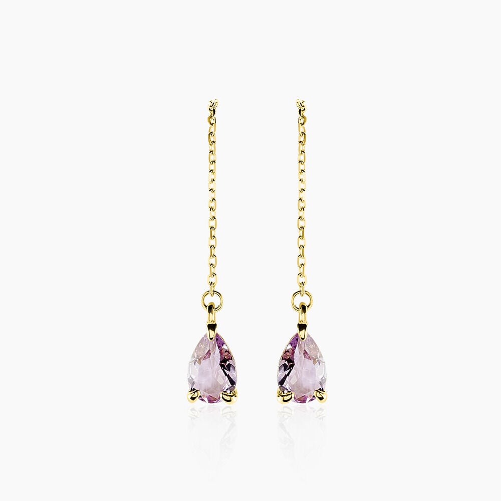 Boucles D'oreilles Pendantes Asteriane Or Jaune Am&eacute;thyste - Pendantes Femme | Marc Orian