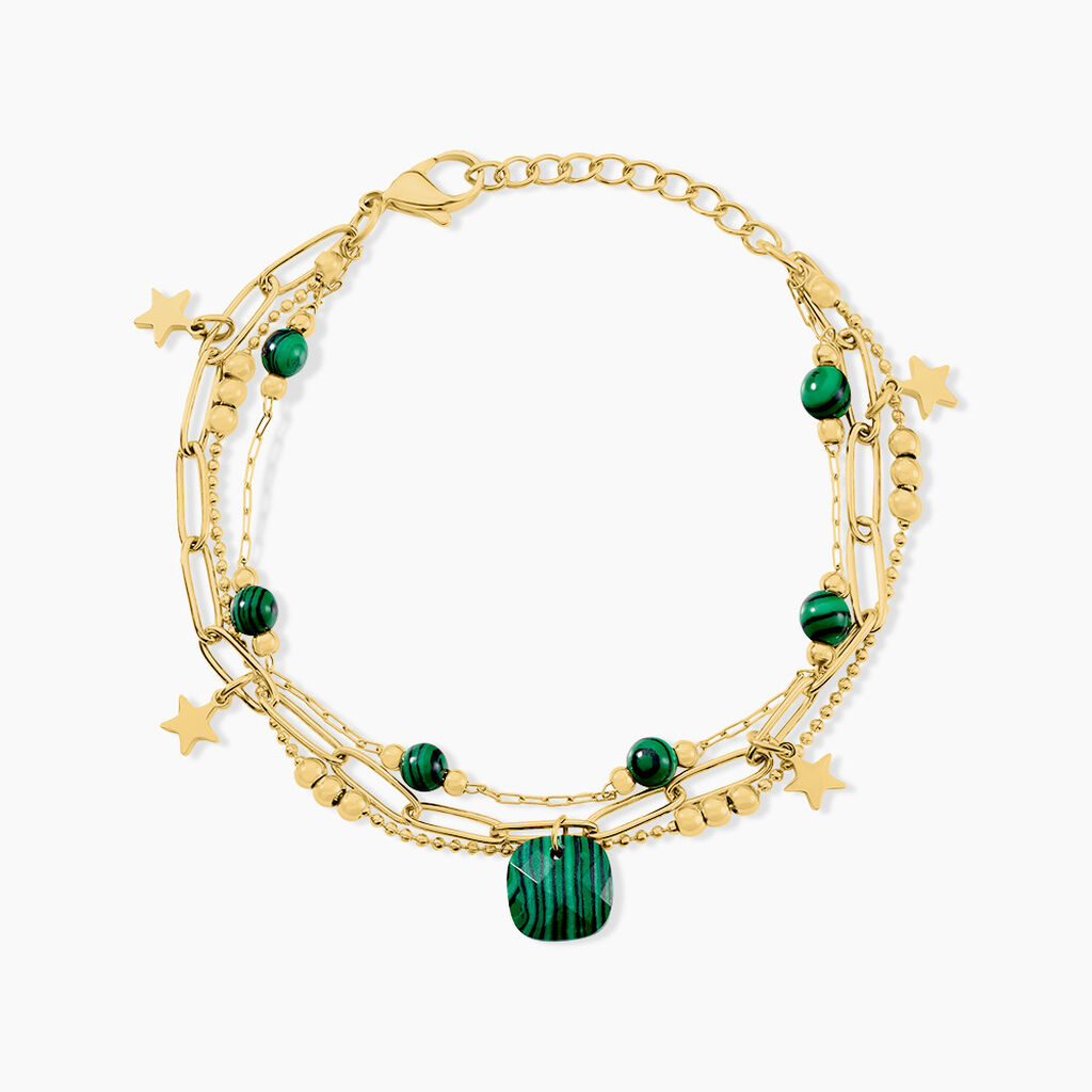 Bracelet Acier Doré Malachite - Bracelets chaînes Femme | Marc Orian