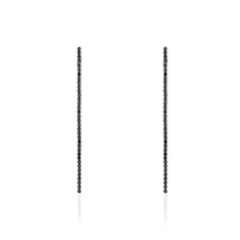 Boucles D'oreilles Pendantes Lou-anne Argent Blanc Oxyde Noir - Pendantes Femme | Marc Orian