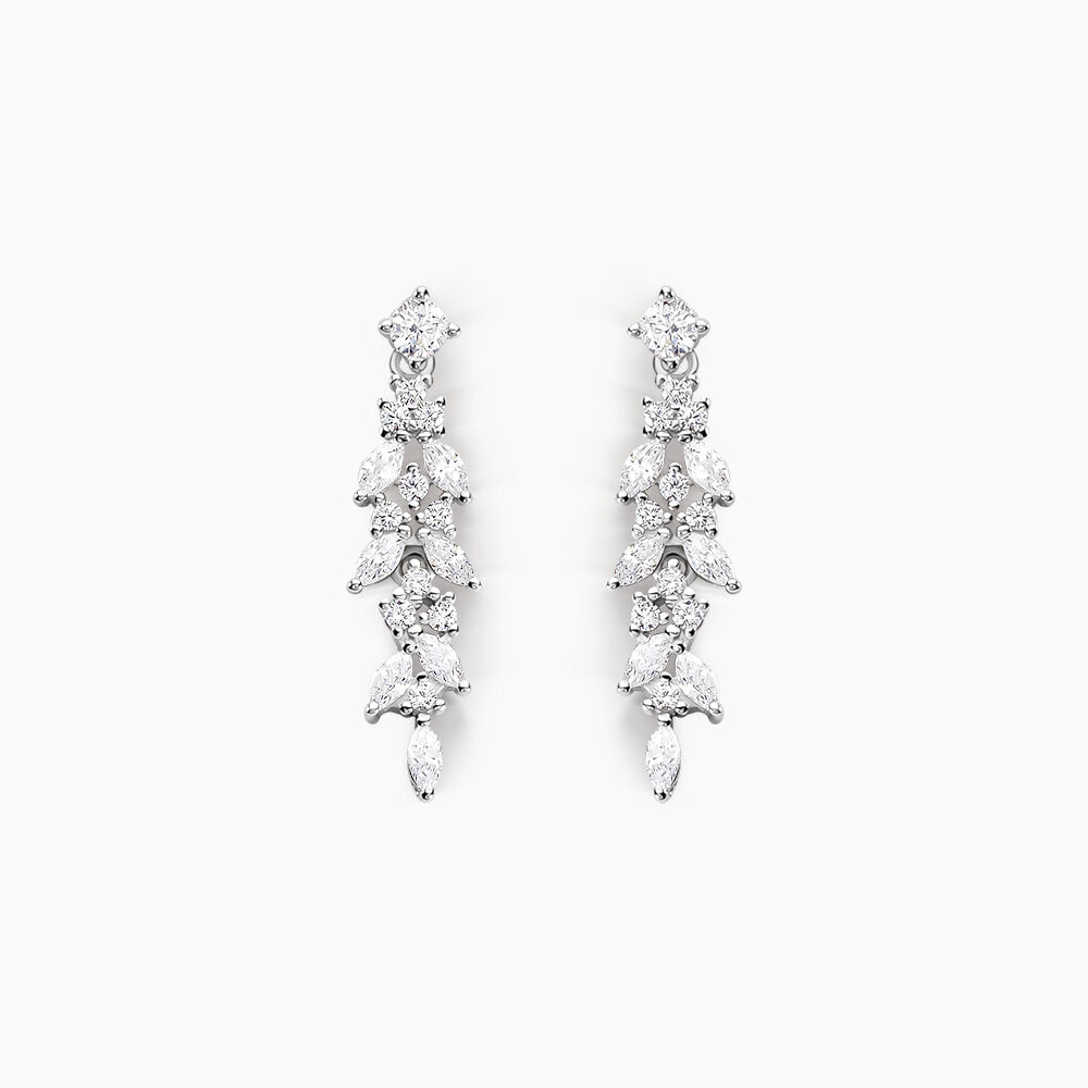 Boucles D'oreilles Pendantes Argent Blanc Precieux Flocon Oxyde - Pendantes Femme | Marc Orian