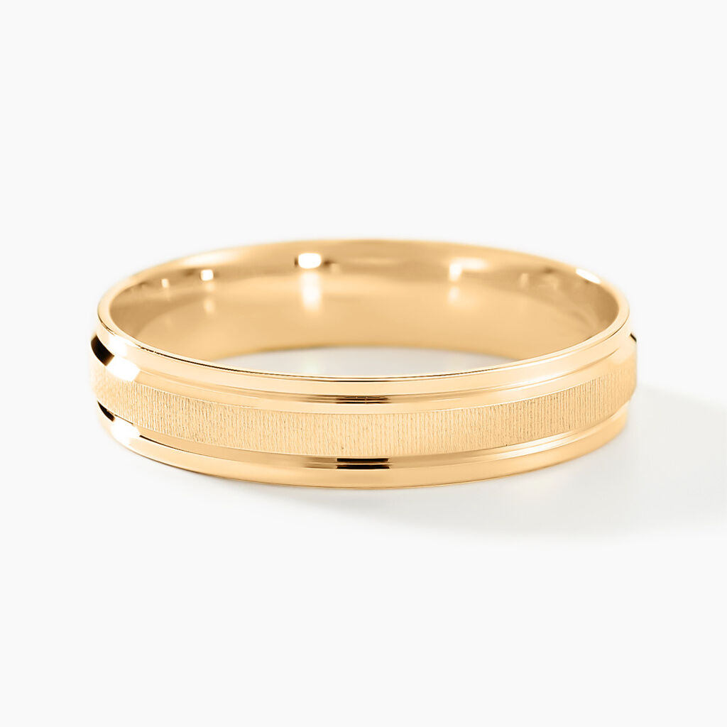 Alliance Mat Et Brillant Demi Jonc Classique Or Jaune - Alliances duo Unisex | Marc Orian
