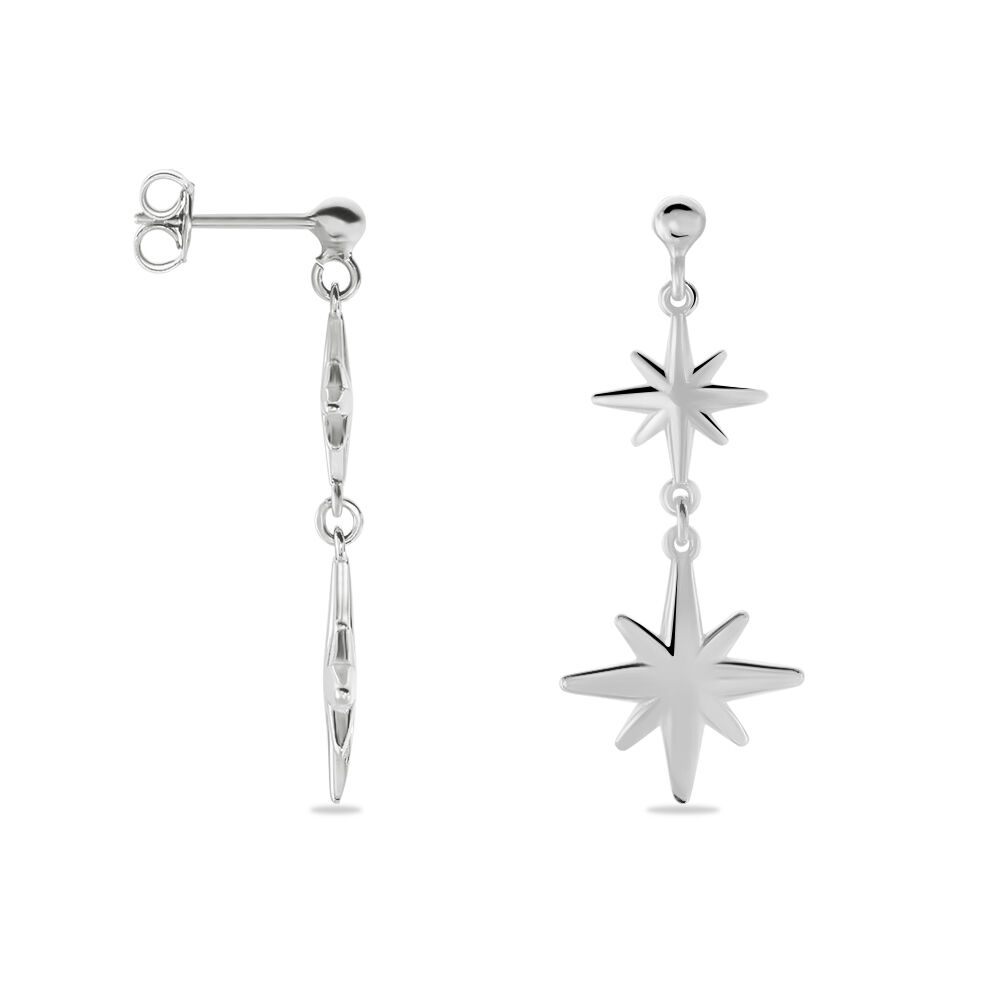 Boucles D'oreilles Puces Malhaut Argent Blanc - Pendantes Femme | Marc Orian