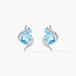 Boucles D'oreilles Puces Sunset Or Blanc Topaze Oxyde - Puces Femme | Marc Orian