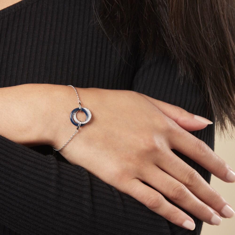 Bracelet Grizzel Argent Céramique Oxyde - Bracelets Anneaux Entrelaces Femme | Marc Orian