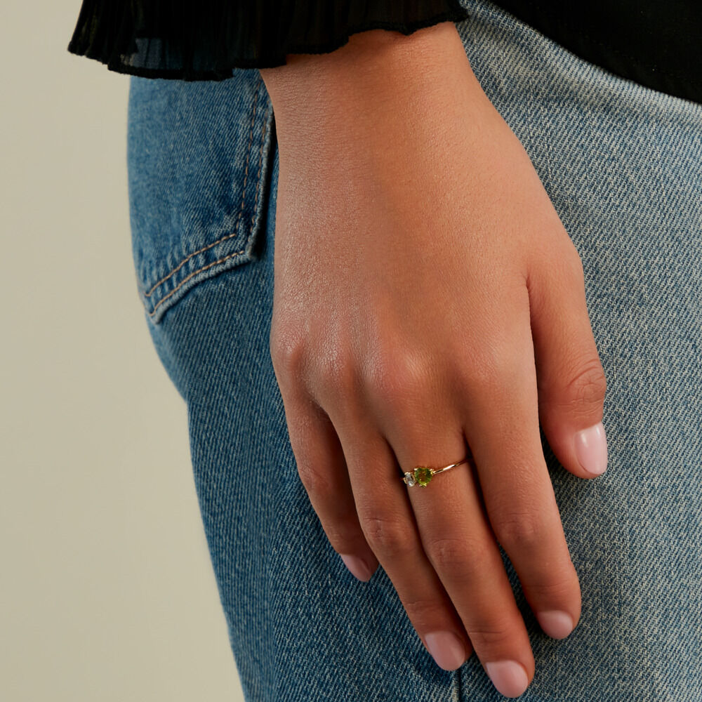 Bague Poem Argent Jaune P&eacute;ridot Oxyde De Zirconium - Bijoux fantaisie Femme | Marc Orian