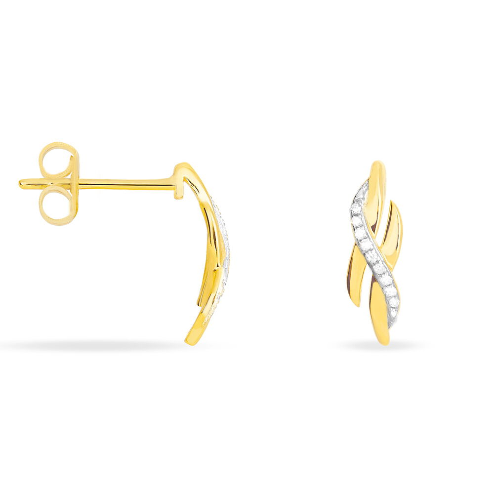 Boucles D'oreilles Puces Ester Or Jaune Diamant - Puces Femme | Marc Orian