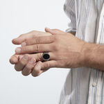 Bague Argent Blanc Thimeo Agathe Noire - Bagues de promesse Homme | Marc Orian