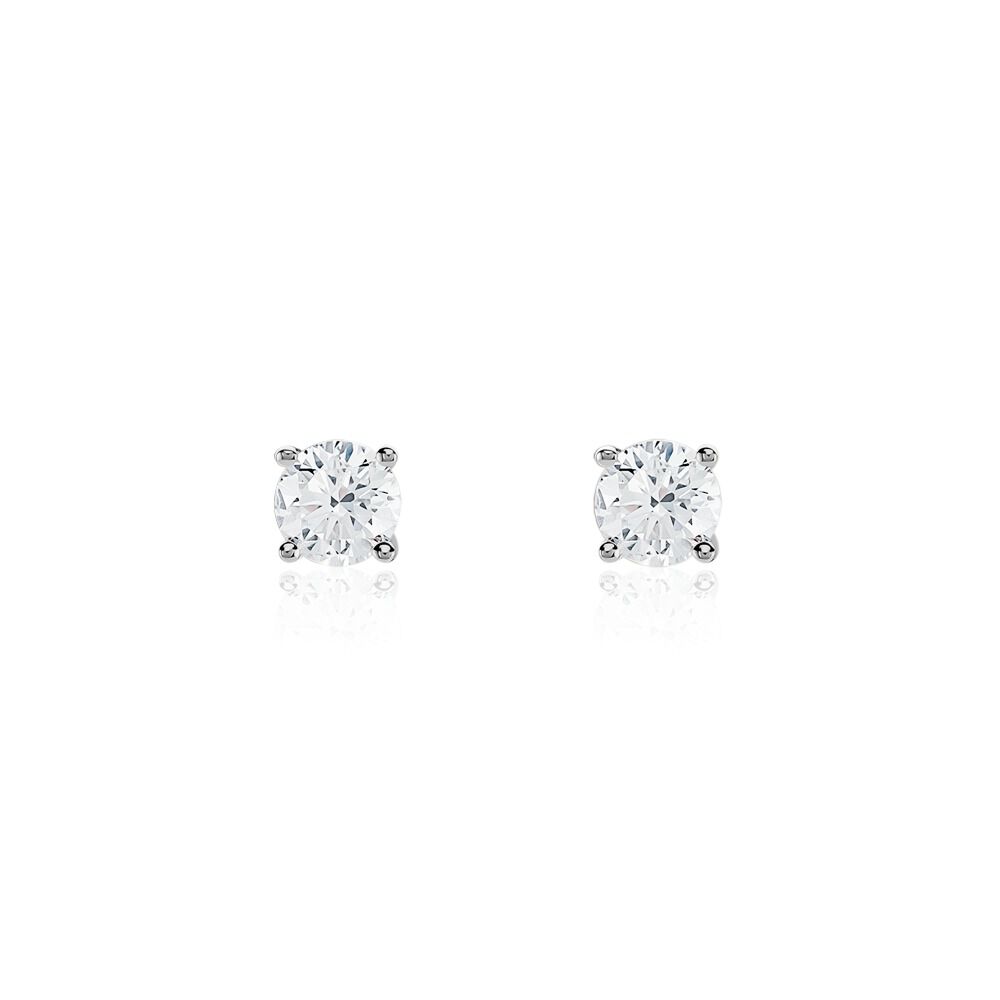 Boucles D'oreilles Puces Or Blanc Aphrodite Diamant - Puces Femme | Marc Orian