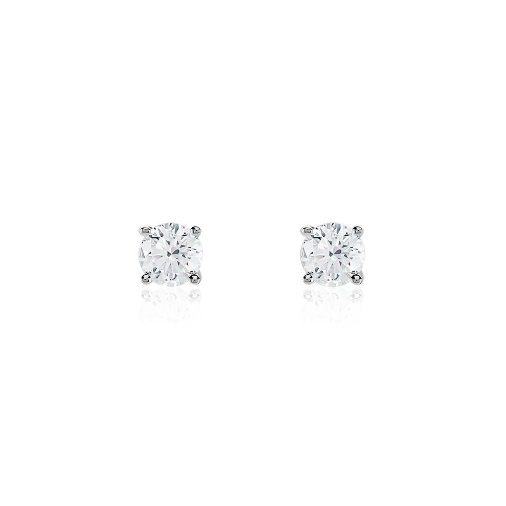 Boucles D'oreilles Puces Or Blanc Aphrodite Diamant - Puces Femme | Marc Orian