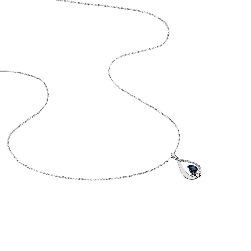 Collier Boucla Or Blanc Saphir Et Diamant - Colliers avec pierres Femme | Marc Orian