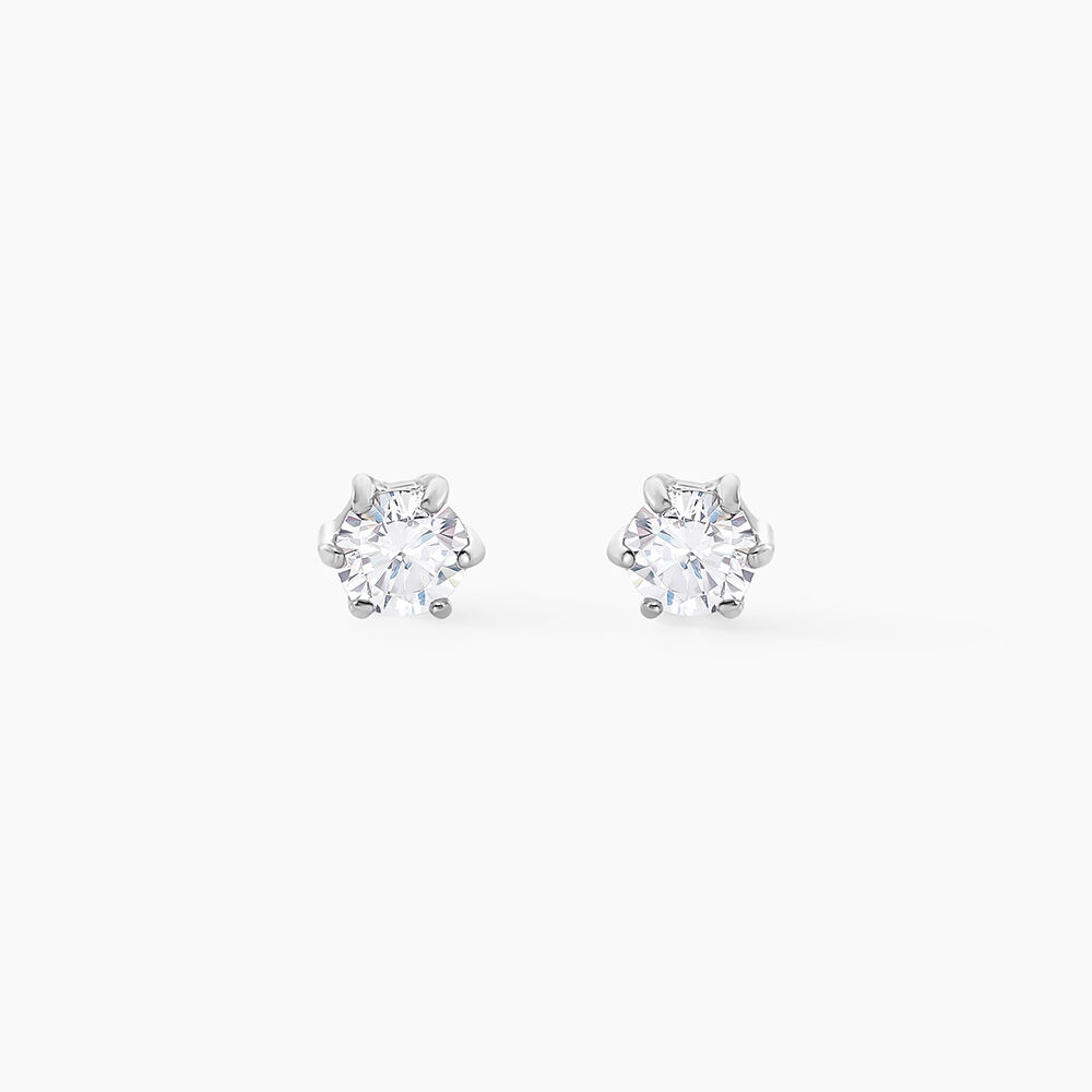 Boucles D'oreilles Puces Petrine Argent Blanc Oxyde De Zirconium - Puces Femme | Marc Orian