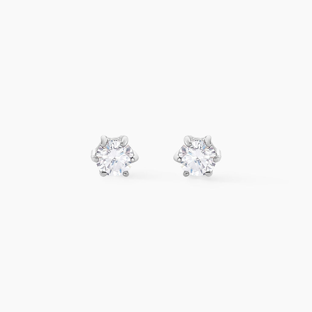Boucles D'oreilles Puces Petrine Argent Blanc Oxyde De Zirconium - Puces Femme | Marc Orian