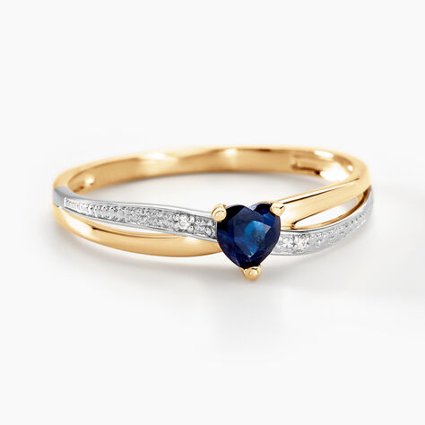 Bague Skylar Or Bicolore Saphir Diamant - Solitaires Femme | Marc Orian