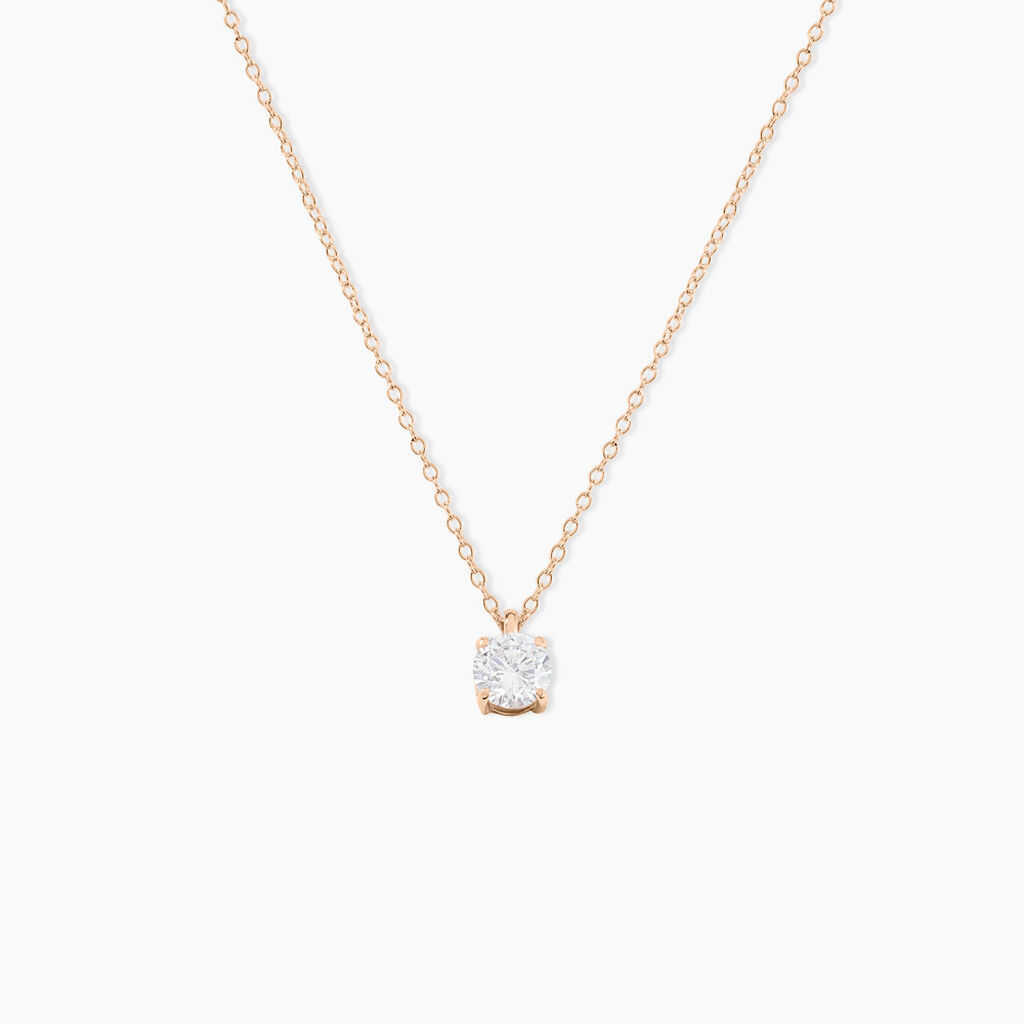 Collier Solitaire Argent Rose Lylwenn Oxyde De Zirconium - Colliers solitaires Femme | Marc Orian