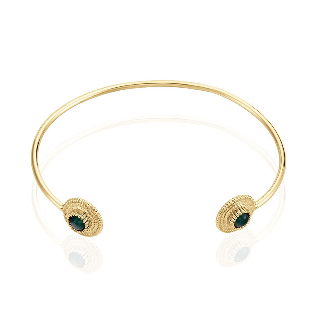 Jonc Plaqu&eacute; Or Ilia Ouvert Rondes Pierres Vertes - Bracelets joncs Femme | Marc Orian