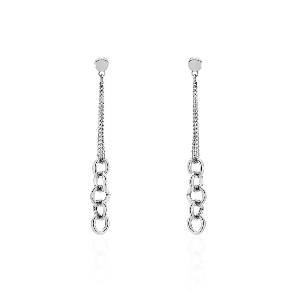 Boucles D'oreilles Pendantes Akira Argent Blanc - Pendantes Femme | Marc Orian