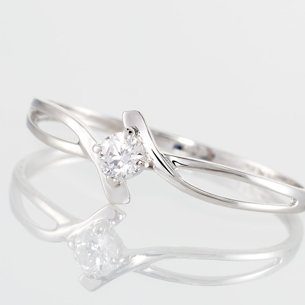 Bague Chamirame Or Blanc Oxyde De Zirconium - Solitaires Femme | Marc Orian