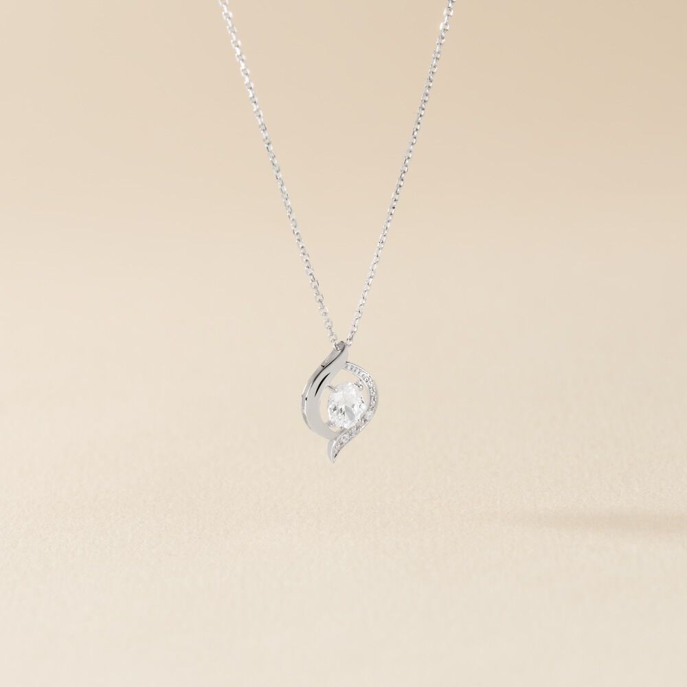 Collier Or Blanc Lydia Oxydes De Zirconium - Colliers avec pierres Femme | Marc Orian