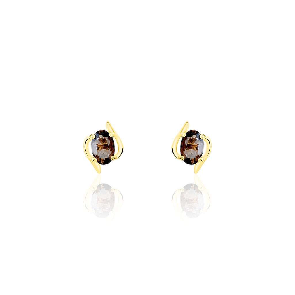 Boucles D'oreilles Puces Vrille Ovale Or Jaune Quartz - Puces Femme | Marc Orian