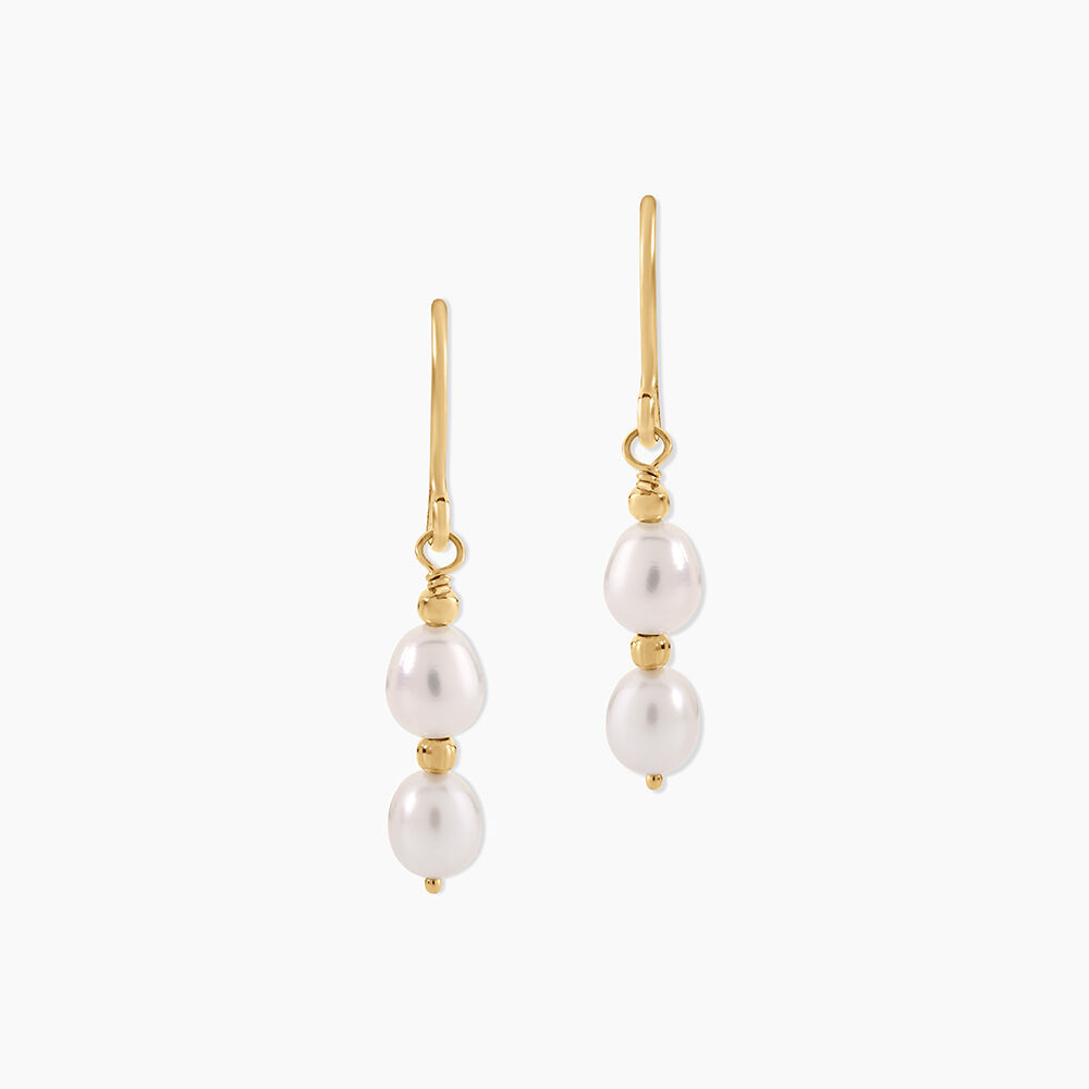 Boucles D'Oreilles Pendantes Pearly Argent Dor&eacute; A L'Or 750/1000 Perle De Culture - Pendantes  | Marc Orian