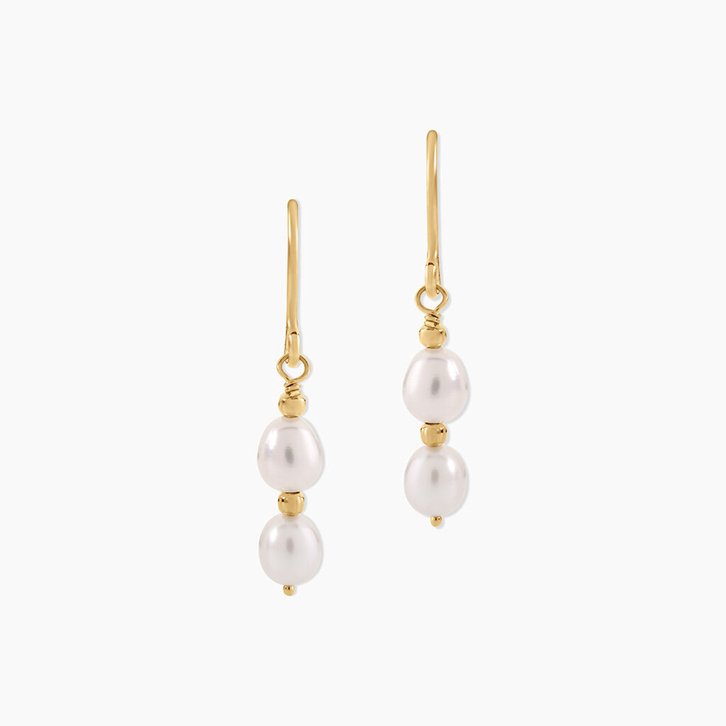 Boucles D'Oreilles Pendantes Pearly Argent Dor&eacute; A L'Or 750/1000 Perle De Culture - Pendantes  | Marc Orian