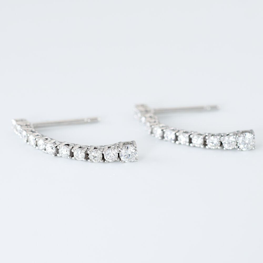 Boucles D'oreilles Puces Riviera Or Blanc Diamant -  Femme | Marc Orian