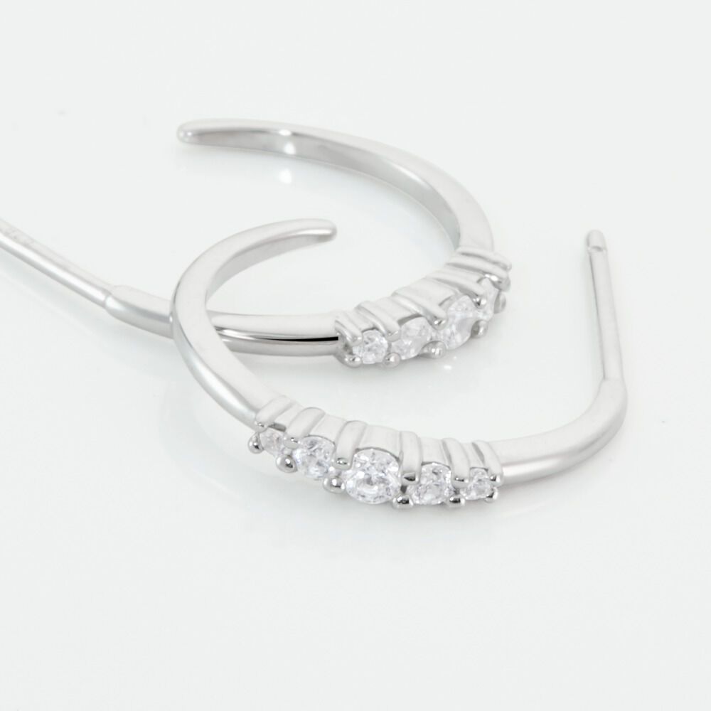Créoles Anemone Argent Blanc Oxyde De Zirconium - Créoles Femme | Marc Orian