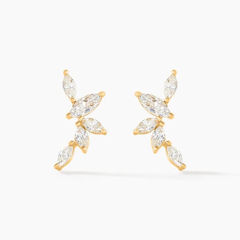 Boucles D'oreilles Barrettes Youssa Barrettes 5 Or Jaune Oxydes - Pendantes Femme | Marc Orian