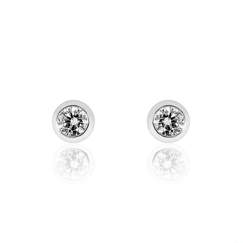 Boucles D'oreilles Puces Ofelia Or Blanc Diamant - Puces Femme | Marc Orian