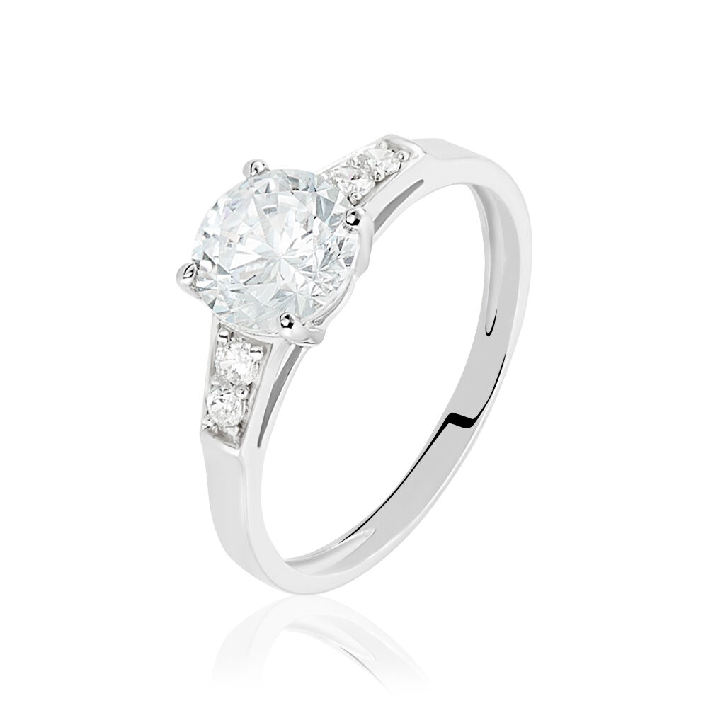 Bague Ivonne Or Blanc Oxyde De Zirconium - Solitaires Femme | Marc Orian