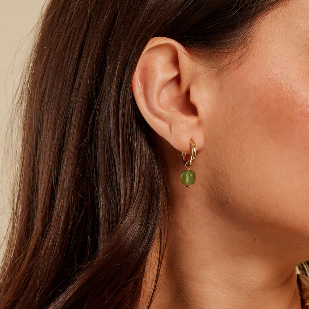 Créoles Acier Doré Malachite - Créoles Femme | Marc Orian