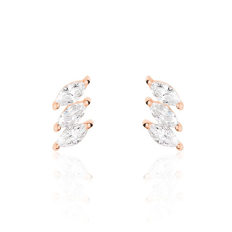 Boucles D'oreilles Puces Edma Or Rose Oxyde De Zirconium - Puces Femme | Marc Orian