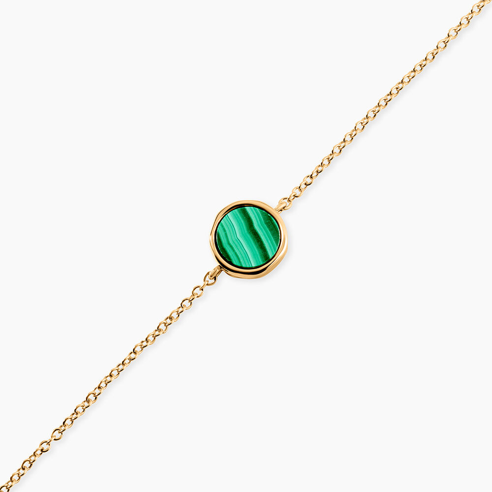 Bracelet Plaqu&eacute; Or Neassa Malachite - Bracelets Medailles Femme | Marc Orian