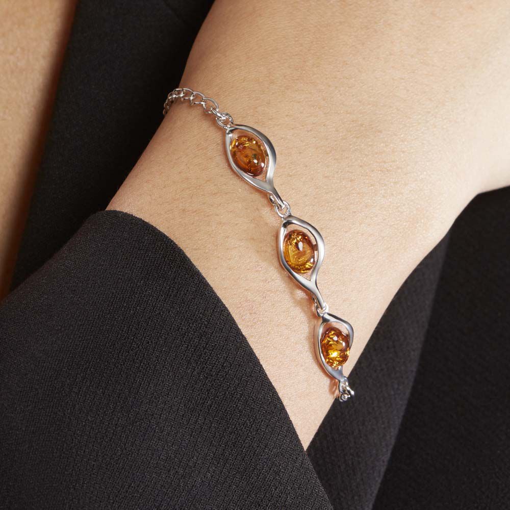 Bracelet Argent Blanc Mounyaae Ambre - Bracelets chaînes Femme | Marc Orian