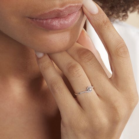 Bague Vrille Accompagnee Or Blanc Diamant - Bagues Solitaire Femme | Marc Orian