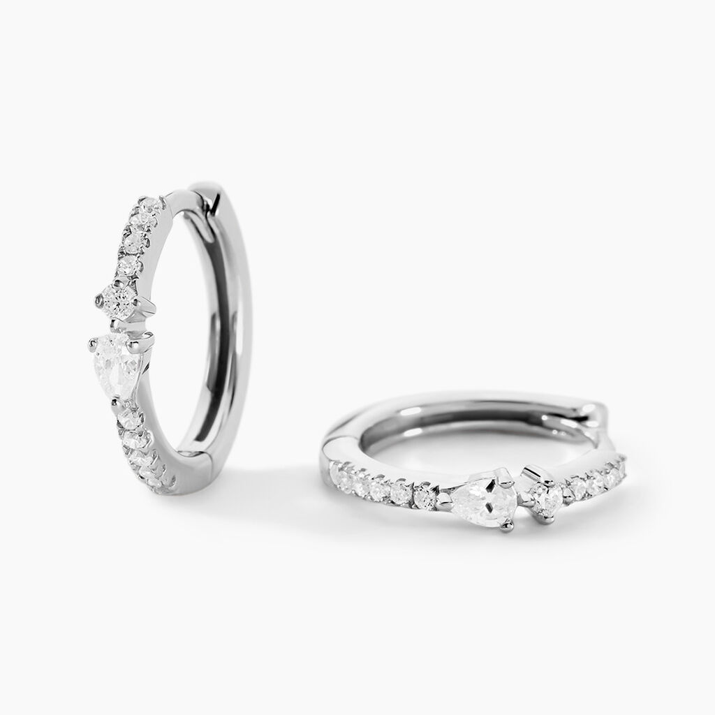 Créoles Hylda Argent Blanc Oxyde De Zirconium - Créoles Femme | Marc Orian