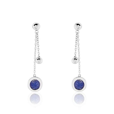 Boucles D'oreilles Pendantes Franzine Argent Blanc Lapis Lazulis - Pendantes Femme | Marc Orian