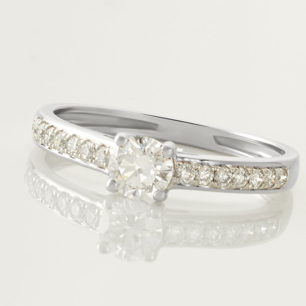 Bague Solitaire Accompagn&eacute; Aramis Or Blanc Diamant Synth&eacute;tique - Parures de mariage Femme | Marc Orian