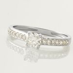 Bague Solitaire Accompagn&eacute; Aramis Or Blanc Diamant Synth&eacute;tique - Parures de mariage Femme | Marc Orian