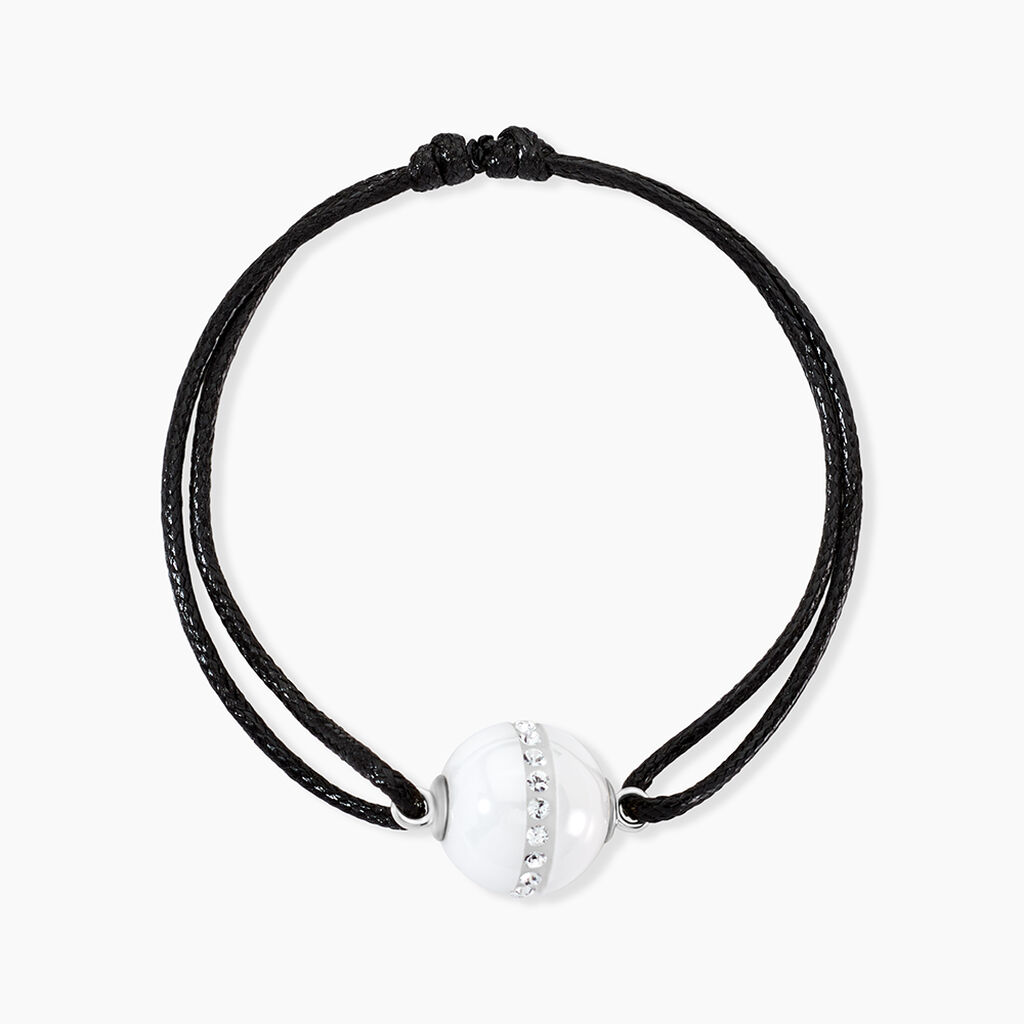 Bracelet Nina Cera Argent Blanc C&eacute;ramique Et Strass - Bracelets cordons Femme | Marc Orian