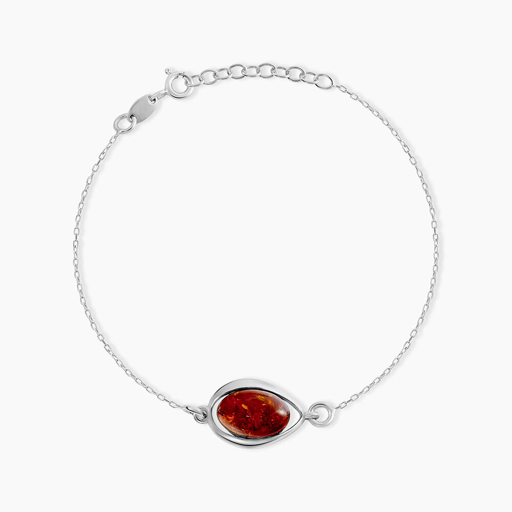 Bracelet Hilda Argent Blanc Ambre - Bracelets chaînes Femme | Marc Orian
