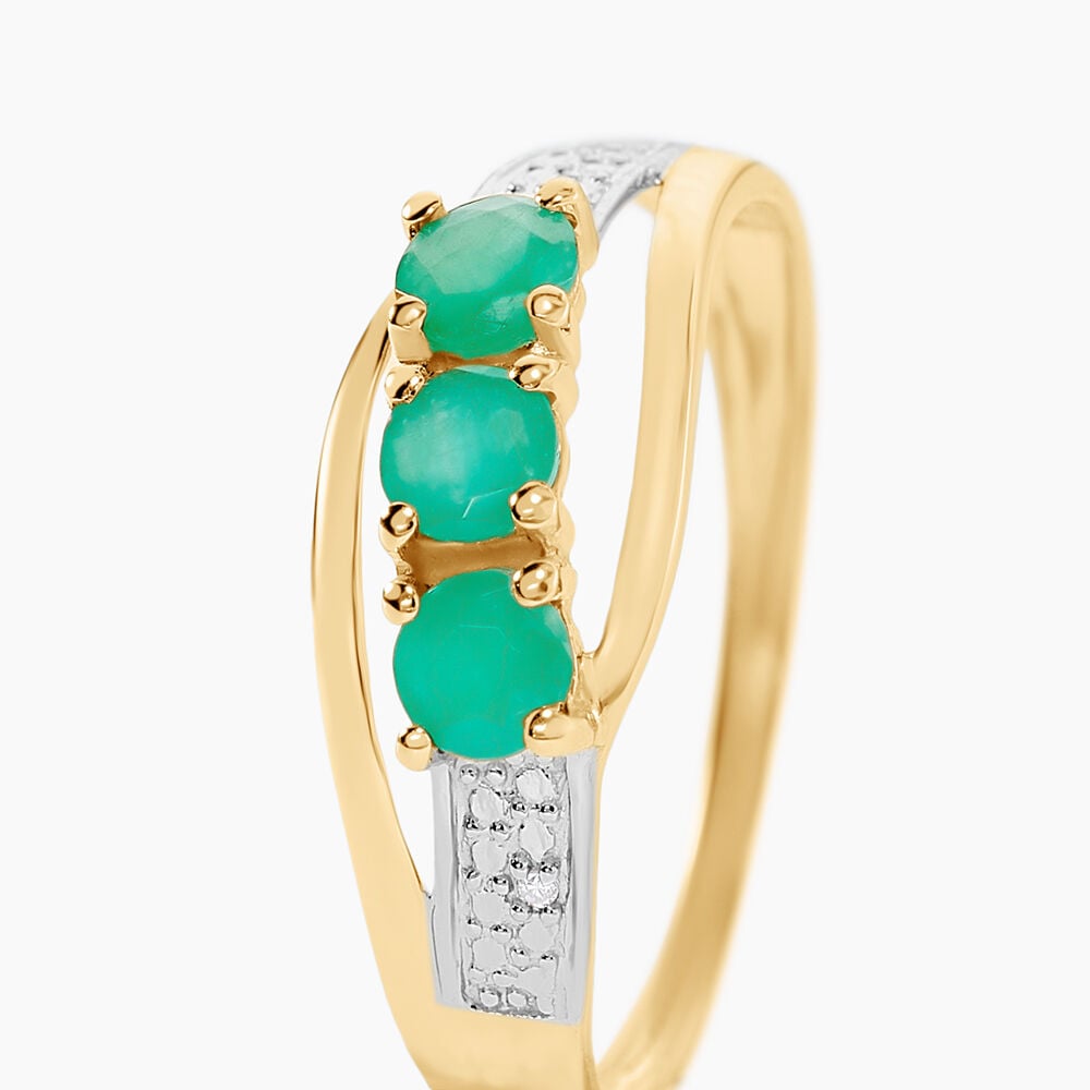 Bague Or Jaune Abelard Emeraudes Diamants - Bagues vintage Femme | Marc Orian