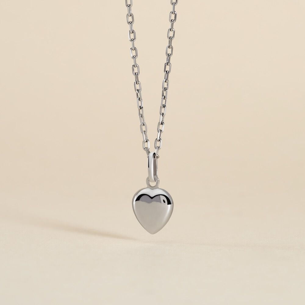 Pendentif Eudocie Coeur Lisse Or Blanc - Pendentifs Famille | Marc Orian