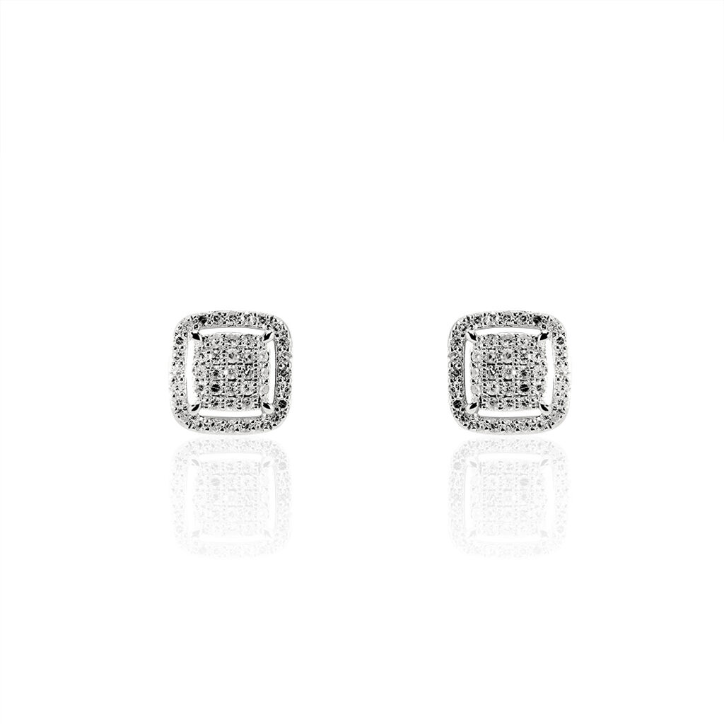 Boucles D'oreilles Puces Alessia Or Blanc Diamant - Puces Femme | Marc Orian