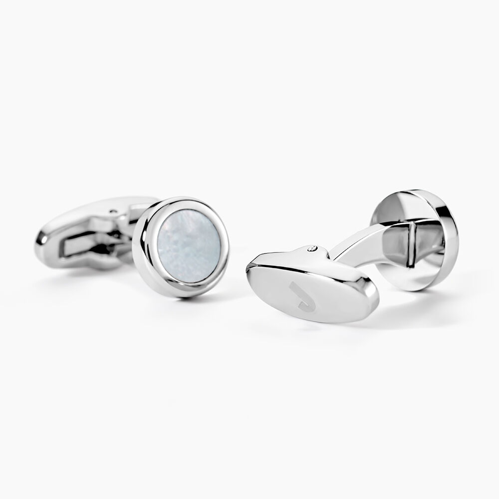 Boutons De Manchettes Jourdan Athos Acier Argenté Nacre - Boutons de manchette Homme | Marc Orian
