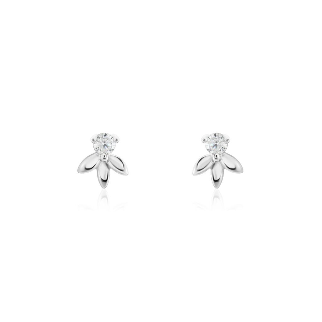 Boucles D'oreilles Puces Argent Blanc Braxton Oxydes De Zirconium - Puces Femme | Marc Orian
