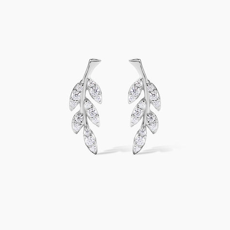 Boucles D'oreilles Puces Alma Argent Blanc Oxyde De Zirconium - Puces Femme | Marc Orian